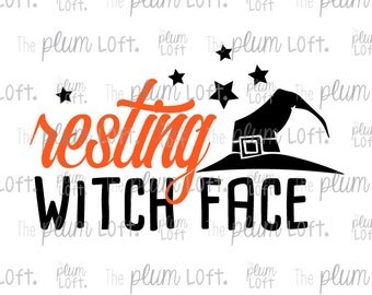 Resting Witch Face - Halloween SVG - Fall - SVG Cutting File for Cutting Machines - SVG, Eps, Png, & Jpg