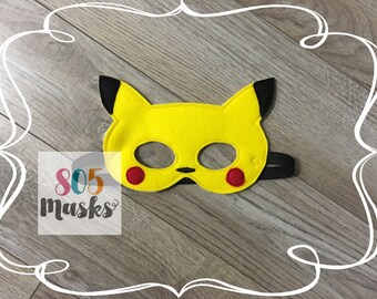 Pikachu Pokemon Inspired Masks, Kids Masks, Pokemon Costumes, Halloween mask, Dress up mask, Pokemon Birthday Party, Pokemon Party Favo