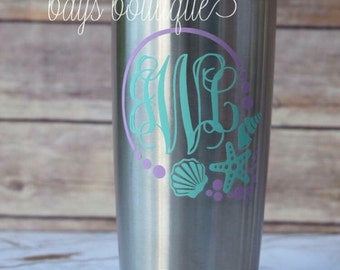 Under The Sea Decal, Decal, Yeti Monogram Decal, Yeti Decals Seashells, Yeti Decal Beach, Monogram Cup, Yeti Cup, Vinyl Beach Decal Yeti,