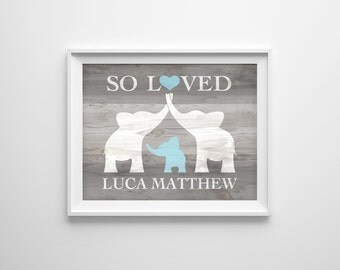 Elephant Nursery Art, Custom Baby Name Wall Art, Elephant Baby Shower Gift, Nursery Name Sign Personalized Baby Boy Nursery, DIGITAL PRINT