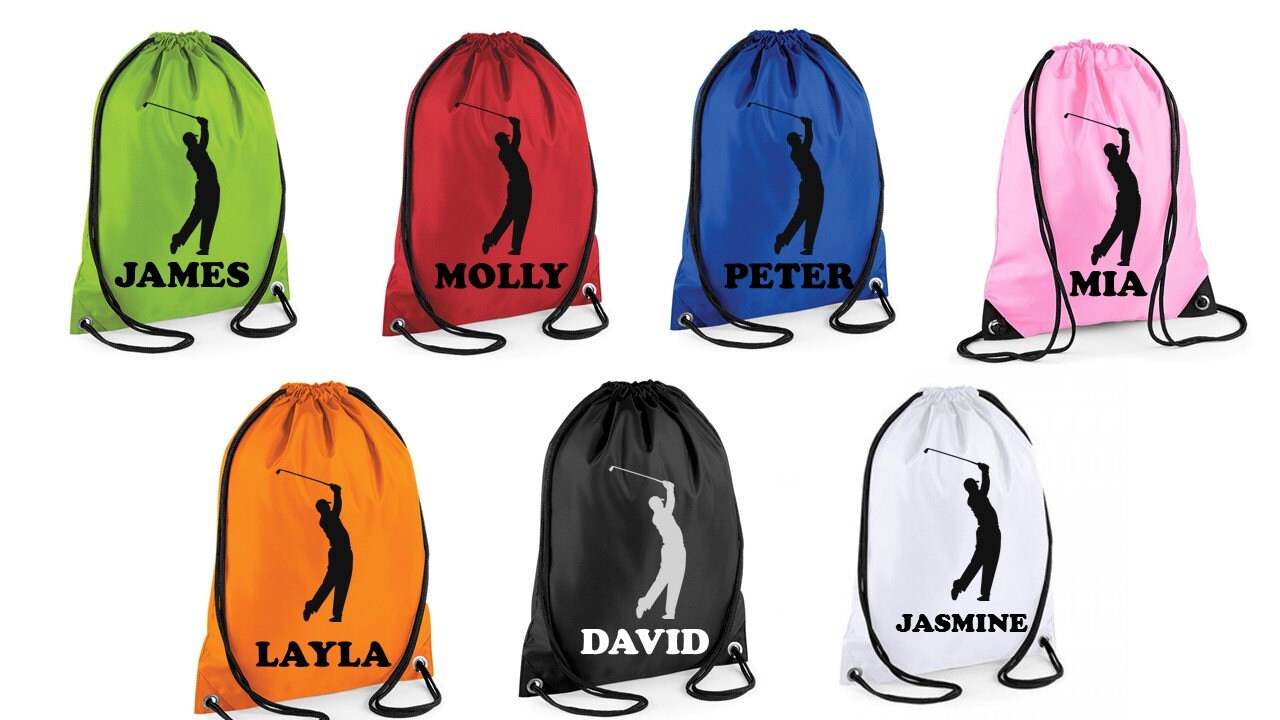 Personalised custom golf drawstring bag sports clubs gym