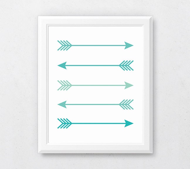 Turquoise Arrow Print Printable Teal Arrow Art Dorm