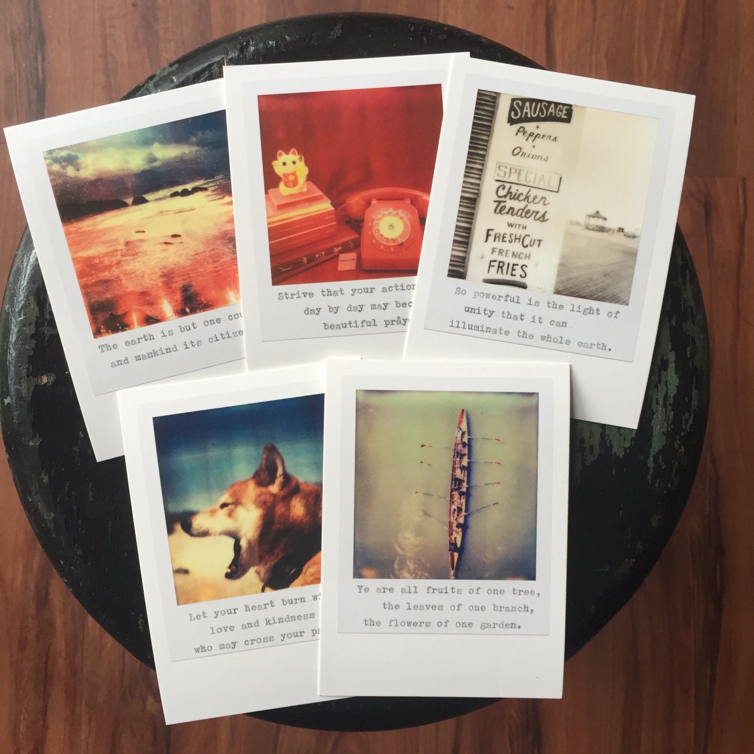 5 Polaroid Post Card with Typewriter by NikiKnackThriftShack