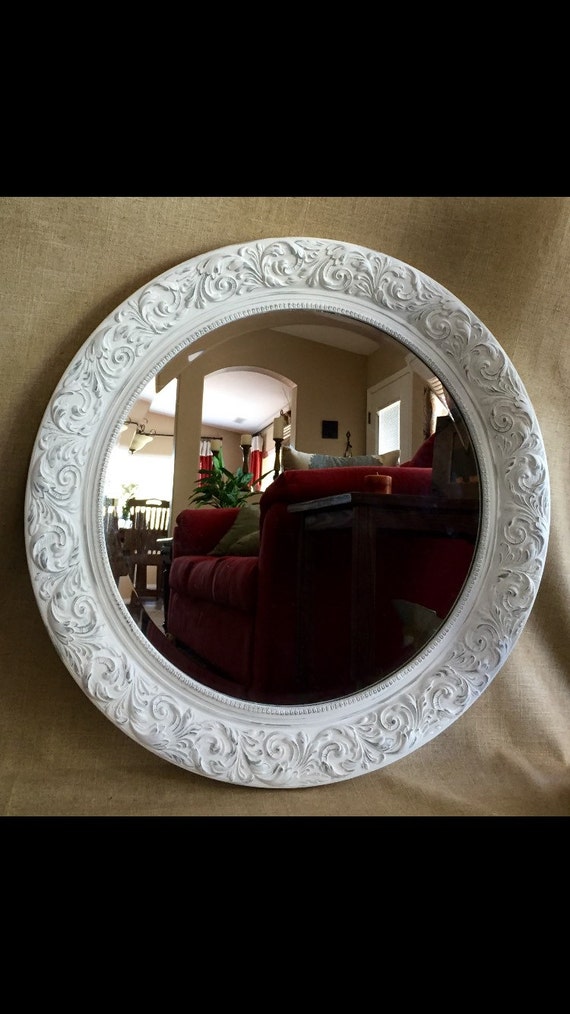 Items similar to Round White Wall Mirror 26" Diameter ...