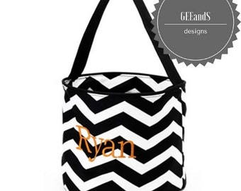 Personalized Halloween bucket Black Chevron