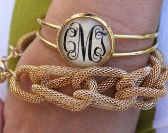 SALE SALE SALE Gold Monogram Cuff Bracelet