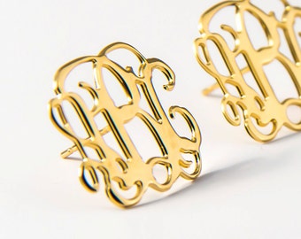 SALE 40% Monogram stud earring - monogram earrings - personalized earrings, custom earrings, stud earrings - One of a kind - Birthday gift