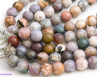 15.5" Full Strand 6mm and 14mm Available, Natural OCEAN AGATE JASPER Beads, Round Polished Smooth, Gemstone Beads, Necklace or Bracelet