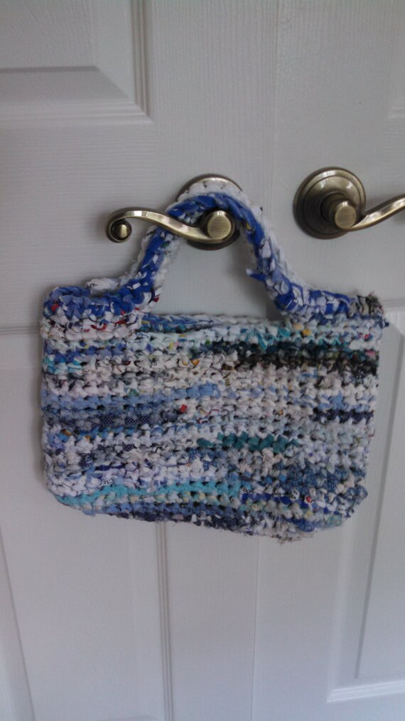 Boho Crochet Rag Bag Handbag Tote Fabric by BlieseBeauties on Etsy