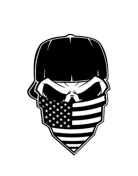 Download Items similar to Bandanna Skull American Flag Decal ...