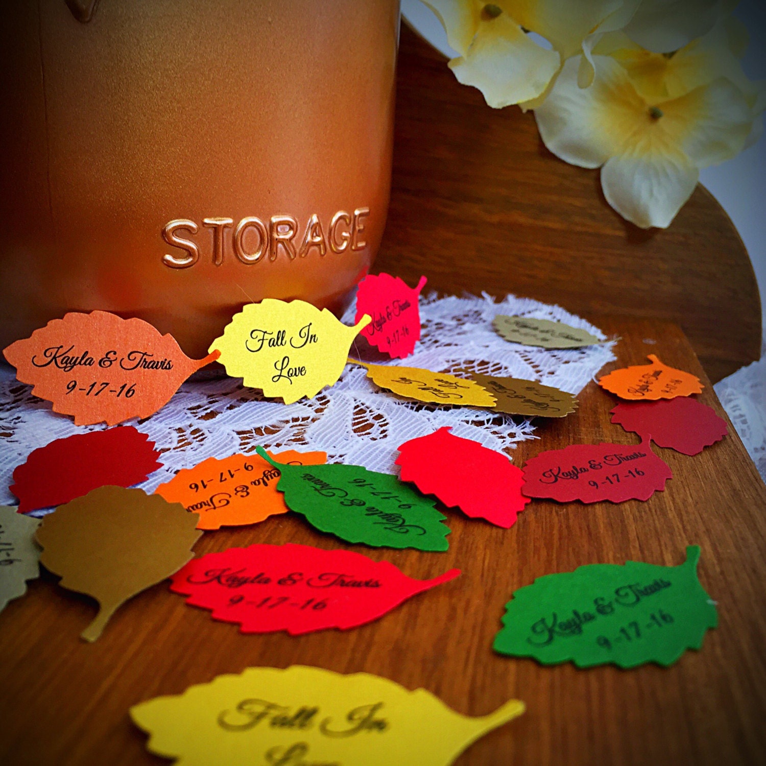 Personalized Fall Wedding Confetti Leaf Confetti Wedding