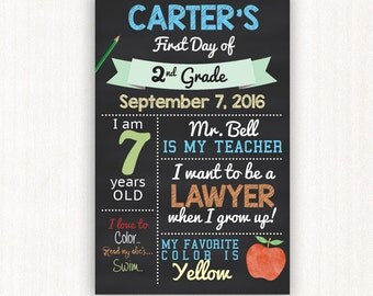 Boy's First Day of School Sign, Custom First Day of School Printable, 8.5 x11, 11x14 or 11x17 First Day of School Photo Prop. Any Grade
