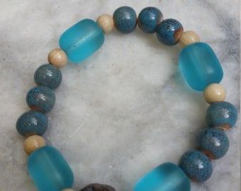 blue bracelet, teal, beaded bracelet, womens