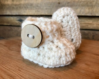 Crochet Baby Booties - Cream