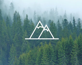 Twin Peaks Decal / Mountain Decal / Nature Decals / Laptop Decals / Car Decals / Computer Decals / MacBook Decals / Window Decals