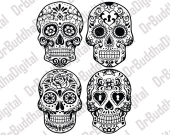 Sale! Sugar Skull SVG Collection - Candy Skull DXF - Sugar Skulls Clipart - SVG Files for Silhouette Cameo or Cricut