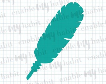 Feather Cut File SVG, Feather Outline for Silhouette Cameo Cricut, Design File Instant Download, Style 2 Straight