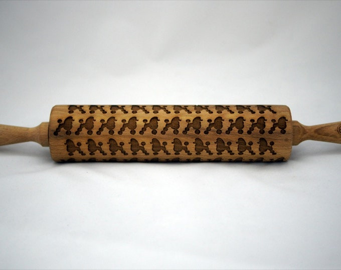 POODLE DOG rolling pin, embossing rolling pin, engraved rolling pin for a gift, GIFT, gift ideas, gifts, unique, wedding