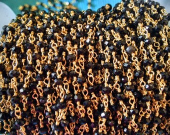22k Gold Plated Black Rosary Chain Wholesale- 4 mm Chains for Jewelry Making 3 5 10 feet Roll Bulk Gold Plated Rosary Chain Beaded Rosary
