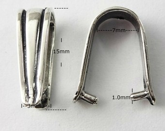 Sterling silver Findings 13x4mm Pinch Bail Antique Silver PK1 PK5