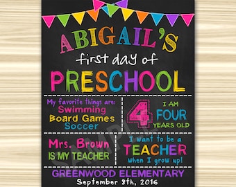 First Day Of School Sign Printable. First Day Of Preschool Sign Printable. First Day Of Kindergarten Sign. Graduation Chalkboard Sign.
