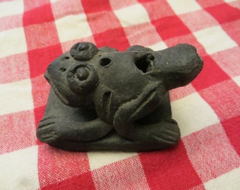 Pottery Frog clay stamp seal vintage