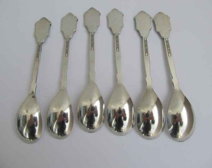 Collectible animal teaspoons, coffeespoons, heavy silver plated Dutch spoons, set of 6