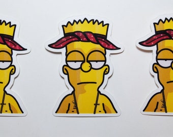 Bart Simpson x Tupac Gloss Coated Vinyl Die Cut Stickers // Tu-Bart