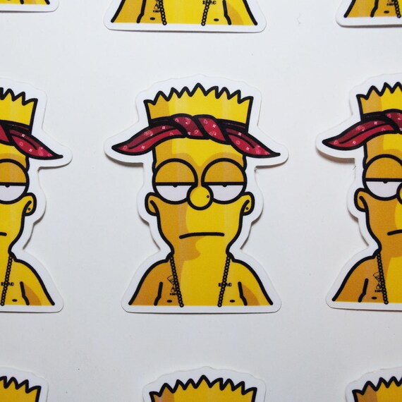 Bart Simpson x Tupac Gloss Coated Vinyl Die Cut Stickers