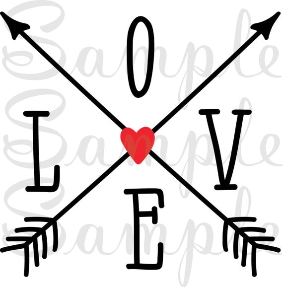 Download Love crossed arrows arrow SVG DFX jpeg png Cricut
