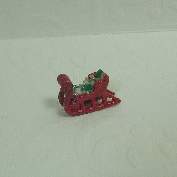 dollhouse miniature red sleigh christmas figurine dollhouse miniature red sleigh christmas figurine