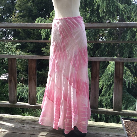 Items similar to pink maxi skirt, long pink skirt, Retro 70's Swirl ...