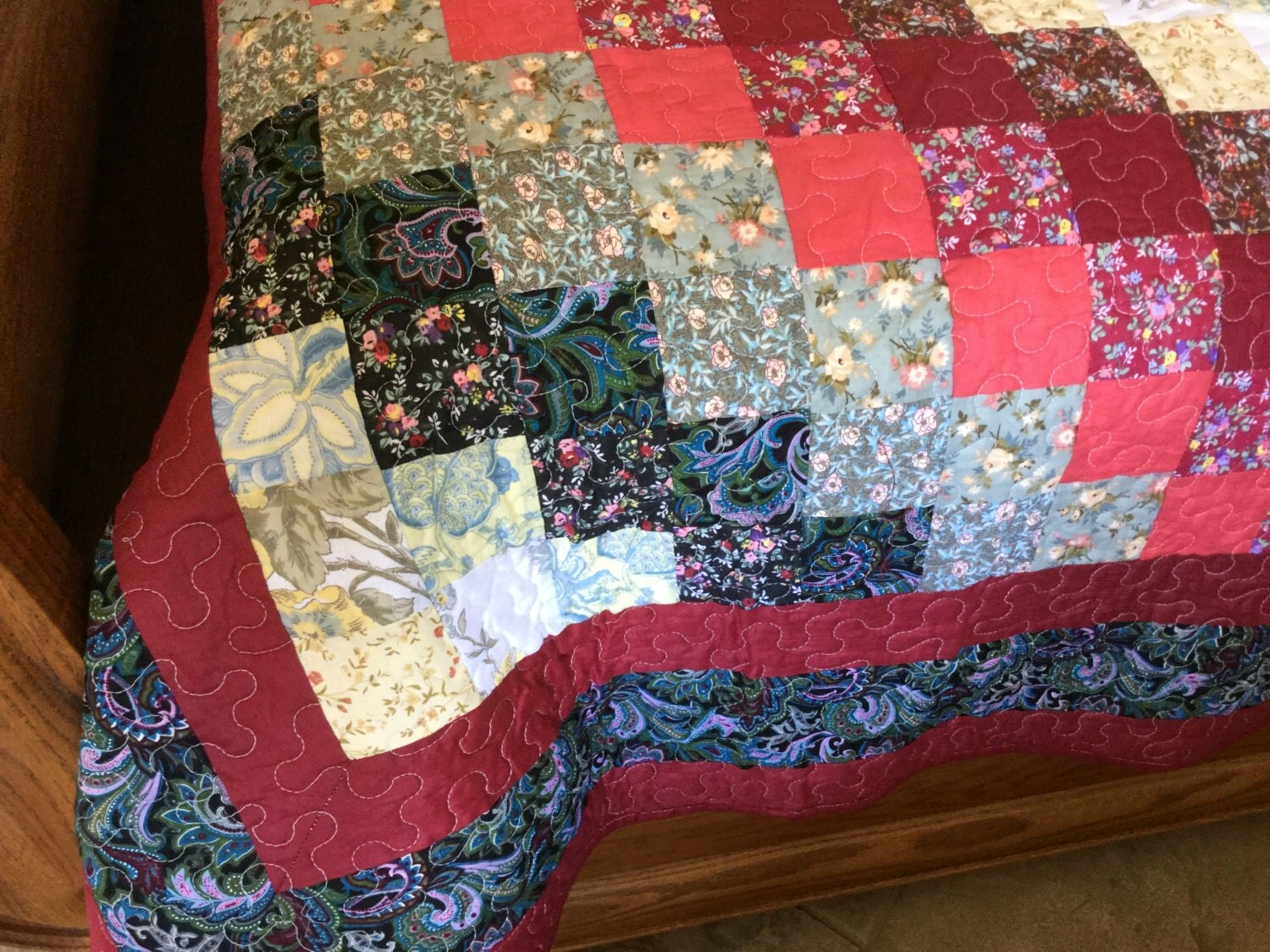 King size Patchwork Machine quilt by lovequilting on Etsy