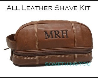 Monogrammed Leather Mens Dopp Kit - Personalized Leather Shave bag, Monogrammed Mens Shaving Kits, personalized groomsmen gift, gift for men