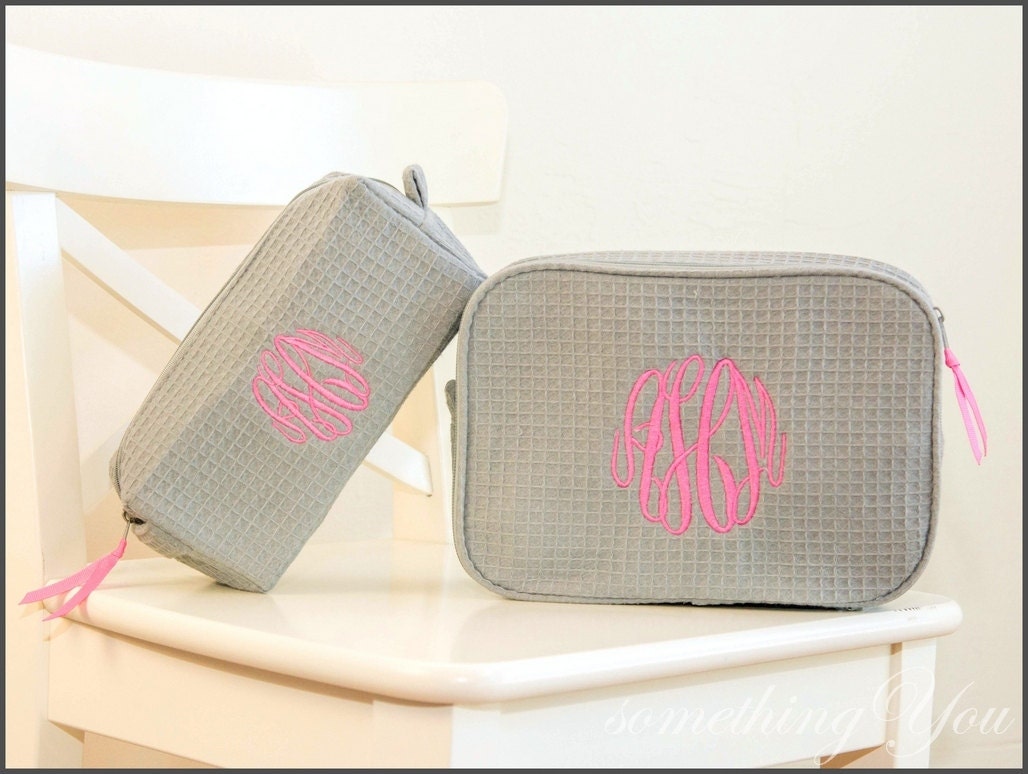 Personalized Cosmetic Bag Gift Set of 1 Large and 1 Small Size