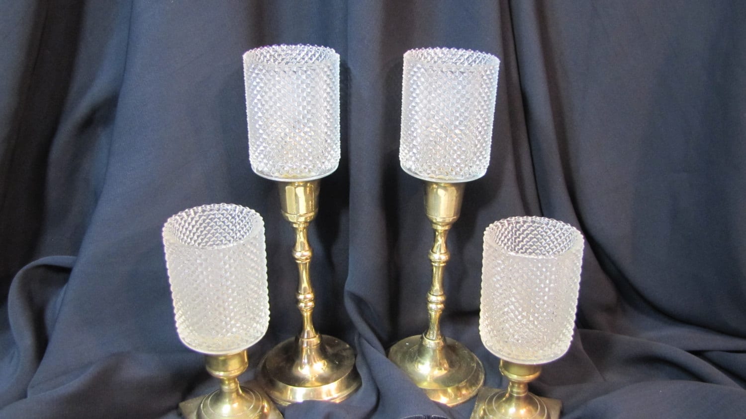 Clear Glass Scalloped Edge Vintage Homco Candle Holders Votive
