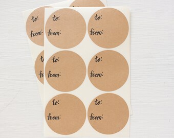 2 inch circle stickers - to from gift labels