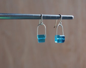 Bright Blue Sterling Dangle Earrings