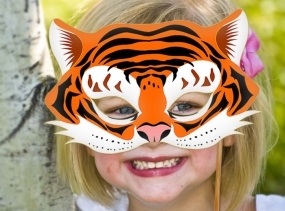 Tiger Mask Printable Animal Masks Childrens Party PDF Costume Masquerade Halloween Birthday Decoration Carnival Adults Kids Mardi Gras