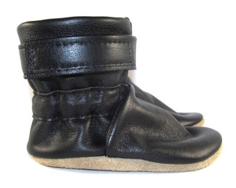 Soft Sole Black Leather Baby Boots Shoes 12 to 18 Month