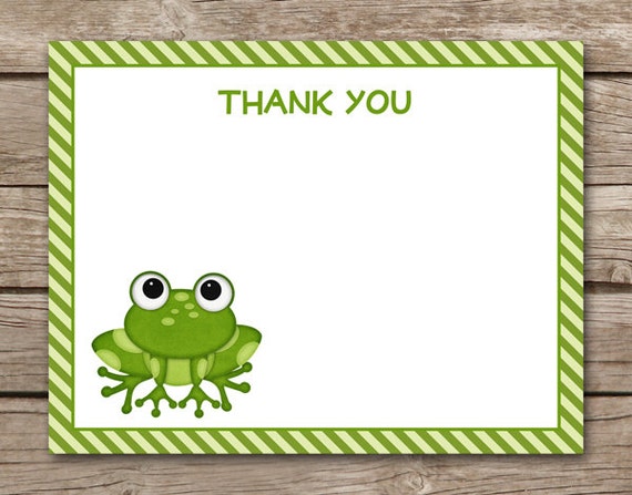 Frog Thank You Cards Birthday Party Toad Green Boy