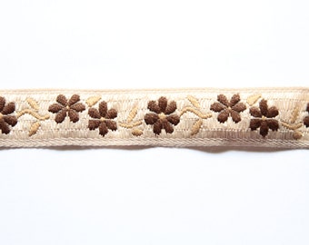 Supplies - Vintage Woven Flower Trim in Brown and Beige