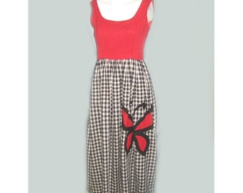 Vintage 1960’s Gingham Dress with Butterfly Applique