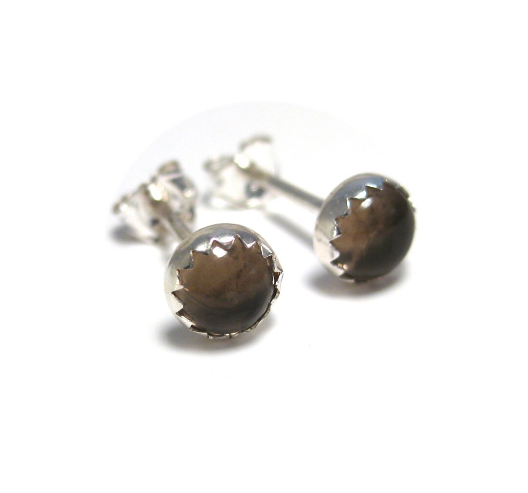 •DOUBLE HOOP• smoky quartz + silver earrings