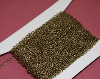 45 ft Antique Brass chain - antique brass finished iron round cable chain 2.6X3.9mm - unsoldered