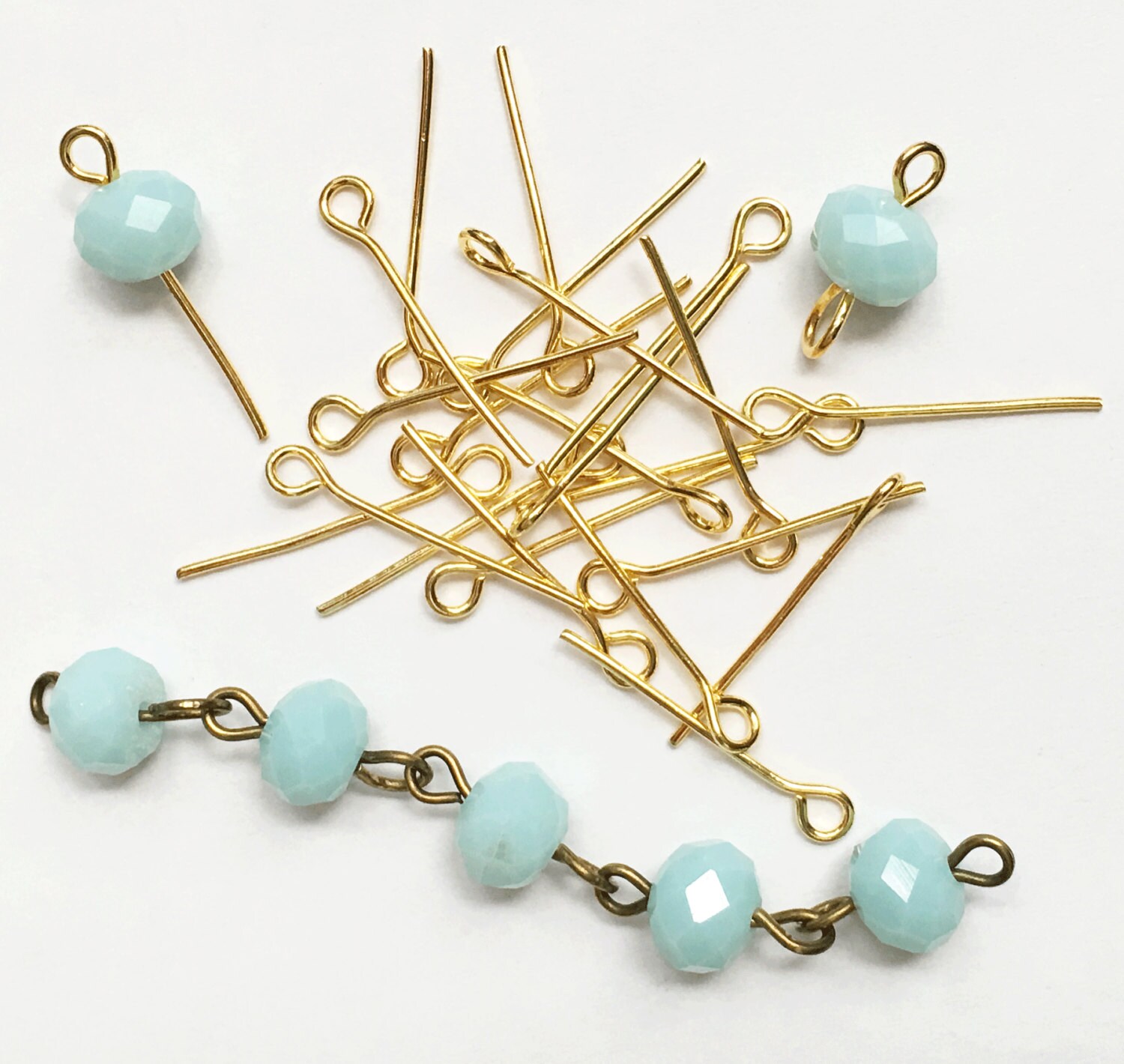 Bulk 550 Gold plated Steel eye pins 20mm long 21 gauge