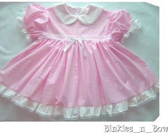 Adult Baby Sissy Littles Embroidered Baby Girl Pink Dress