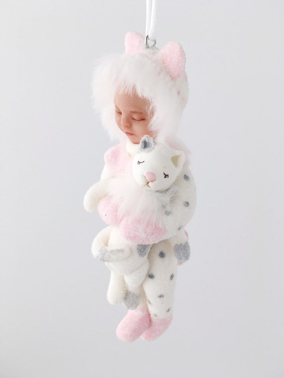 snow baby ornament with kitten baby doll baby s first snow baby ornament with kitten baby doll baby s first