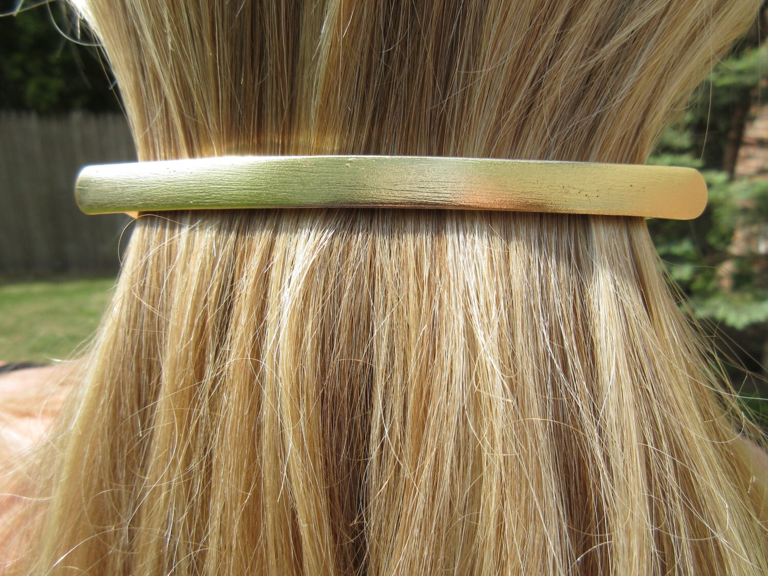 Simple Long Brushed Gold Bar Barrette modern Hair clip Preppy
