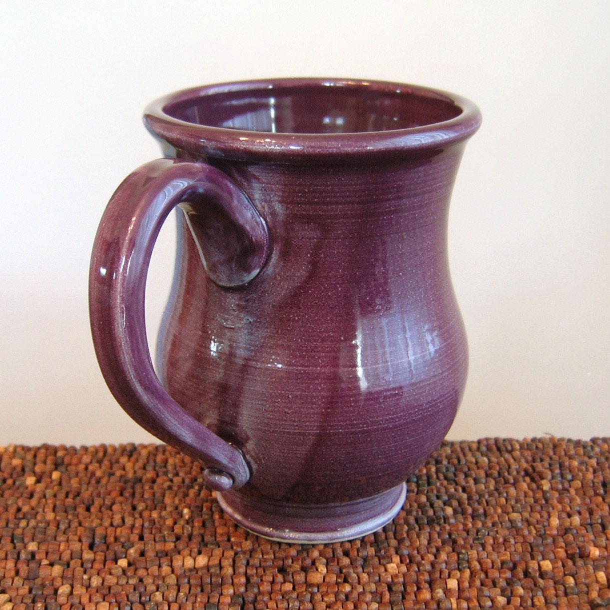 Purple Pottery Mug 14 oz. Large Stoneware Ceramic Coffee Mug
